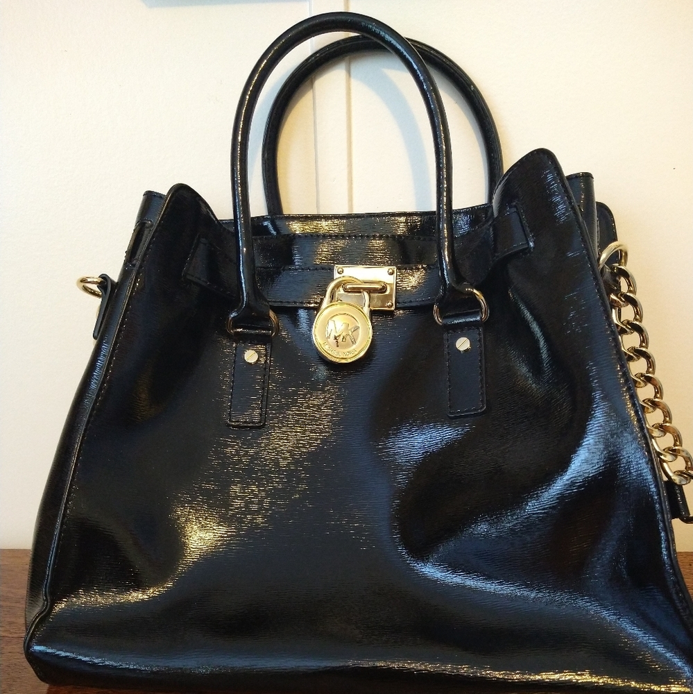 Large Patent Leather Hamilton Bag from Michael Kors